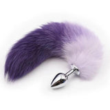 OOIIXX Anal Plug with Sexy Tail for Cosplay, Adult Sex Toys of Stainless Steel Anal Plug (Purple, Medium)