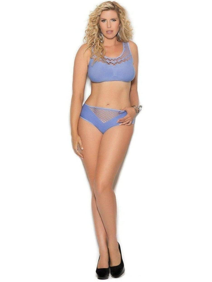 Elegant Moments Opaque Bralette And Matching Panty With Cut Out Detailing - Queen Size Fits 160 Lbs To 240 Lbs