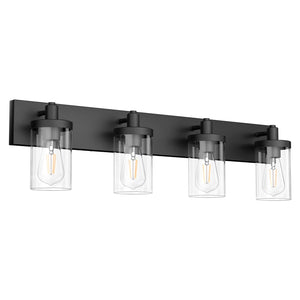 Aipsun Bathroom Vanity Light Farmhouse 4 Light Matte Black Vanity Lighting Fixtures With Clear Glass Shade(Exclude Bulb)