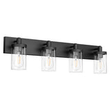 Aipsun Bathroom Vanity Light Farmhouse 4 Light Matte Black Vanity Lighting Fixtures With Clear Glass Shade(Exclude Bulb)