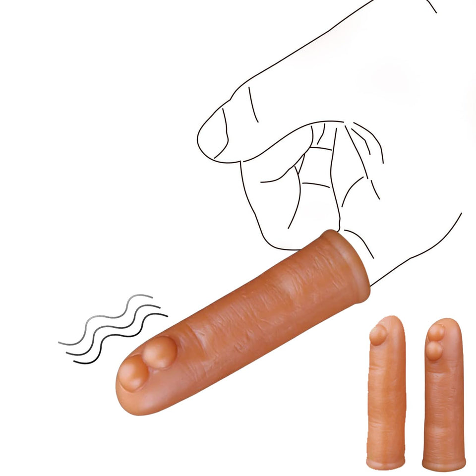 MFMYEE Two Magic Finger Masturbation Sex Toys - G-spot Finger Prostate Massager, Liquid Silicone Finger Sleeve with Bump for Cli