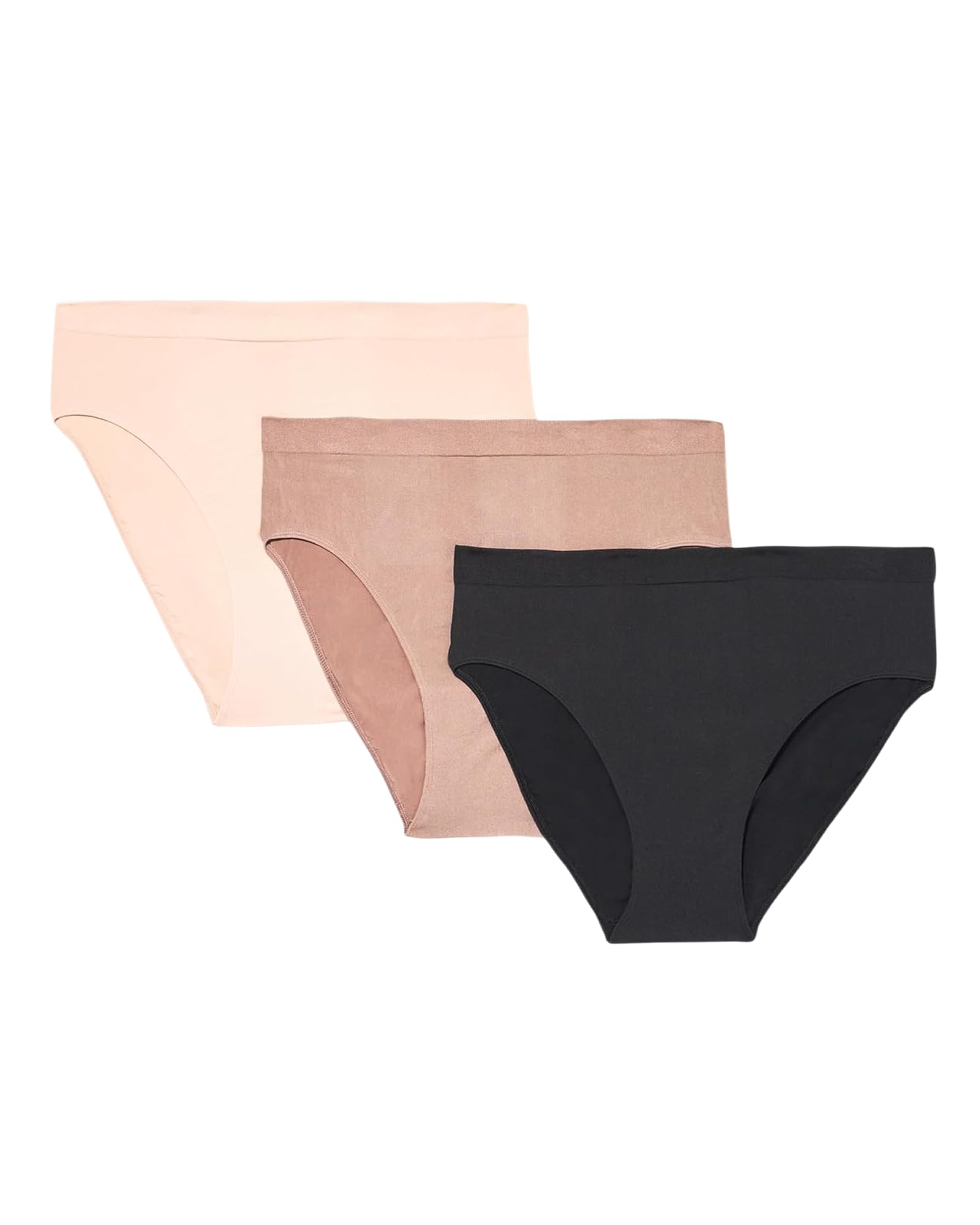 Wacoal womens Smooth Hi Cut Panty 3 Pack Briefs, Rose Dust, Deep Taupe, Black, Medium US