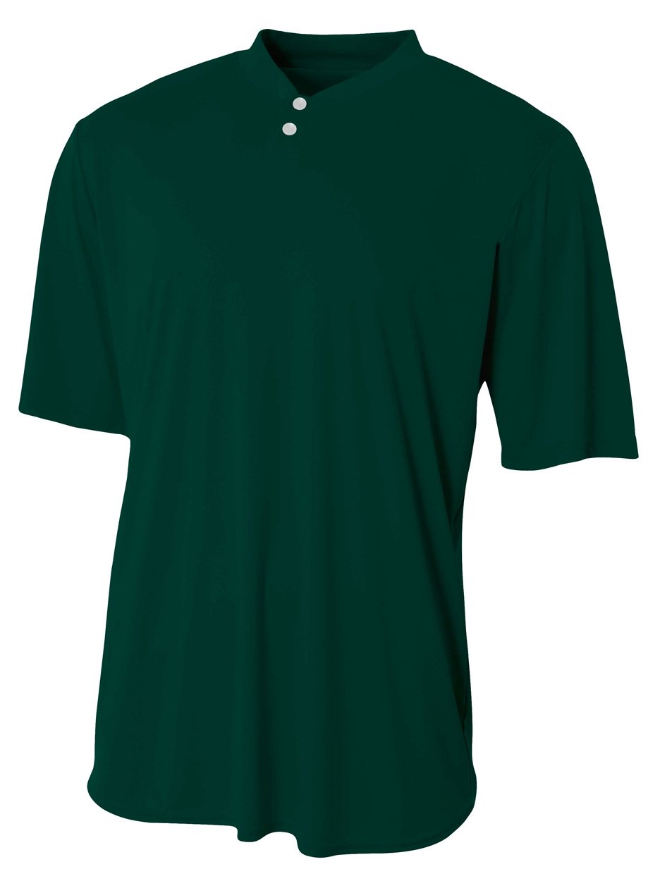 A4 Boys Tek 2-Button Henley Shirt, Forest, X-Large