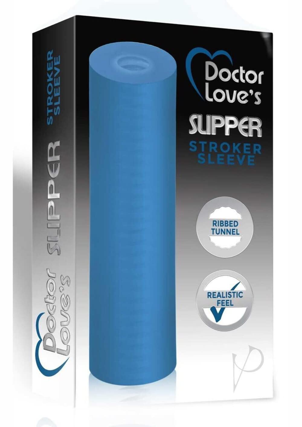 Doctor Loves Ms-10-3T Ribbed Stroker Sleeve, Blue Transparent