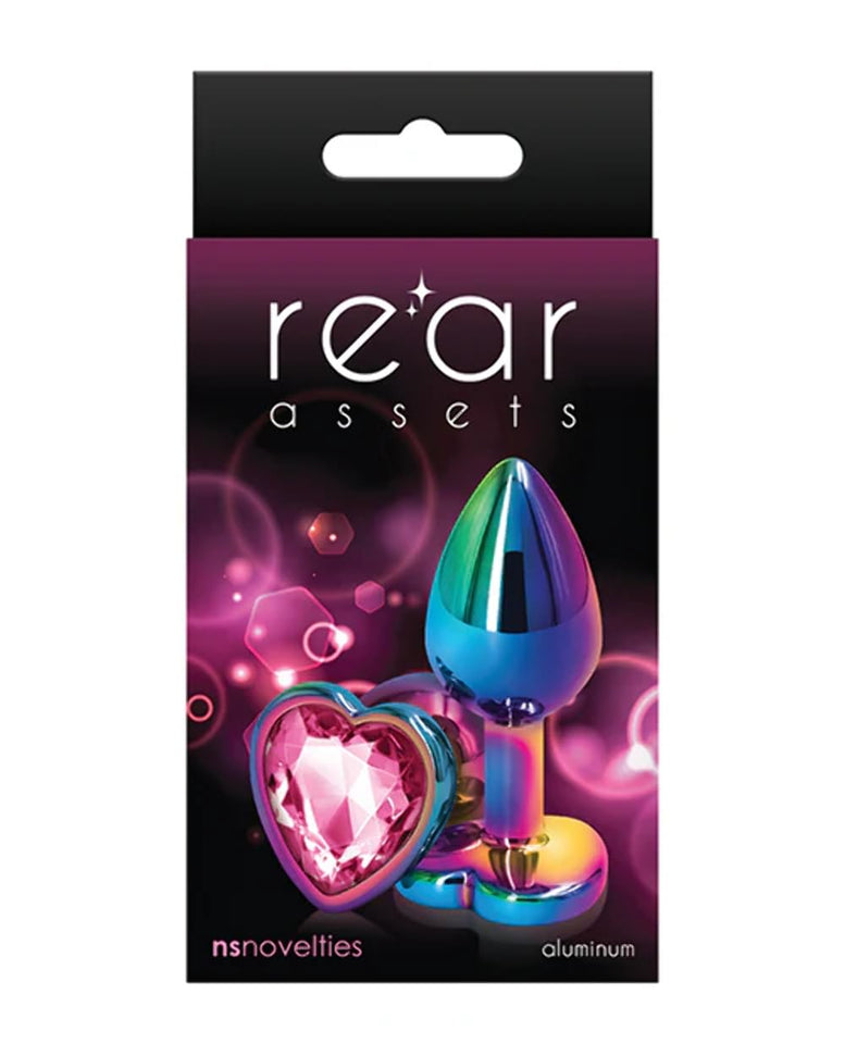 Rear Assets Anal Butt Plug - Multicolor - Small - Heart-Shaped (Pink Jewel)