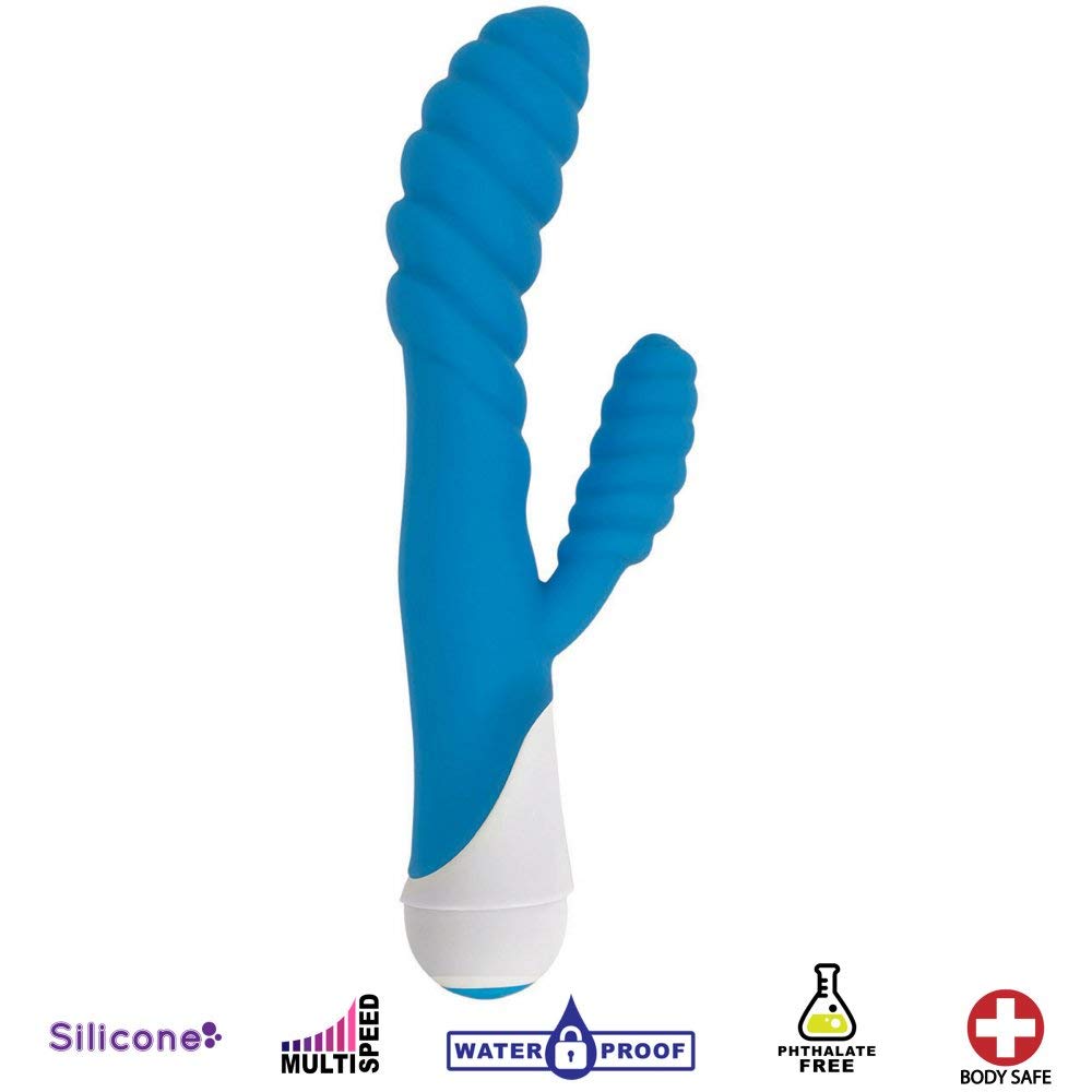 Curve Novelties Diana 20X Rippled Silicone Rabbit, Vibe Blue