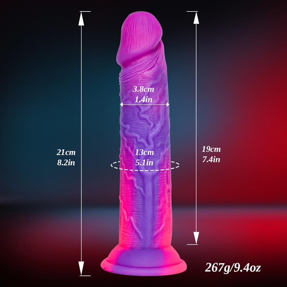Liquid Silicone Realistic Anal Dildo Soft with Strong Suction Cup for Beginners, 8 Inch G Spot Dildo for Women Men, Lifelike Pen