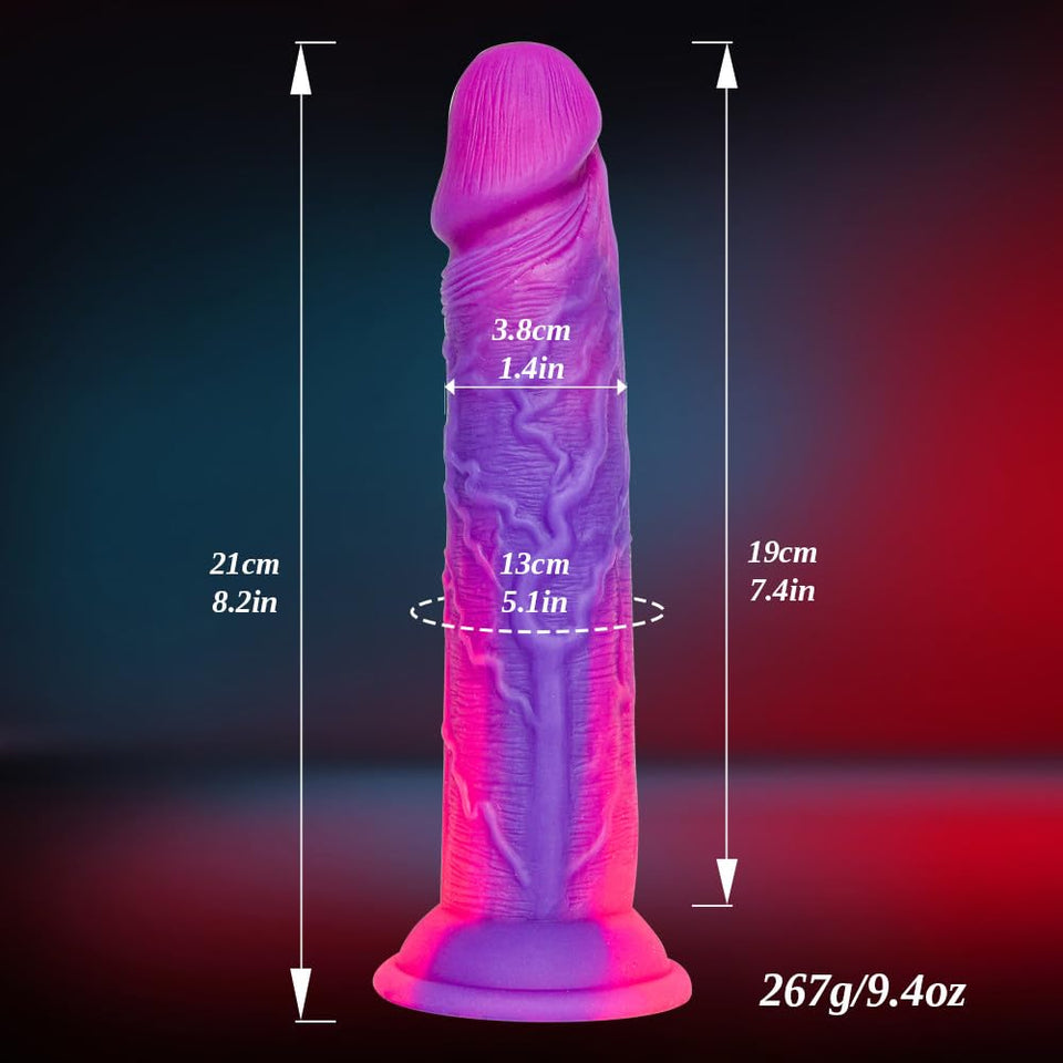 Liquid Silicone Realistic Anal Dildo Soft with Strong Suction Cup for Beginners, 8 Inch G Spot Dildo for Women Men, Lifelike Pen