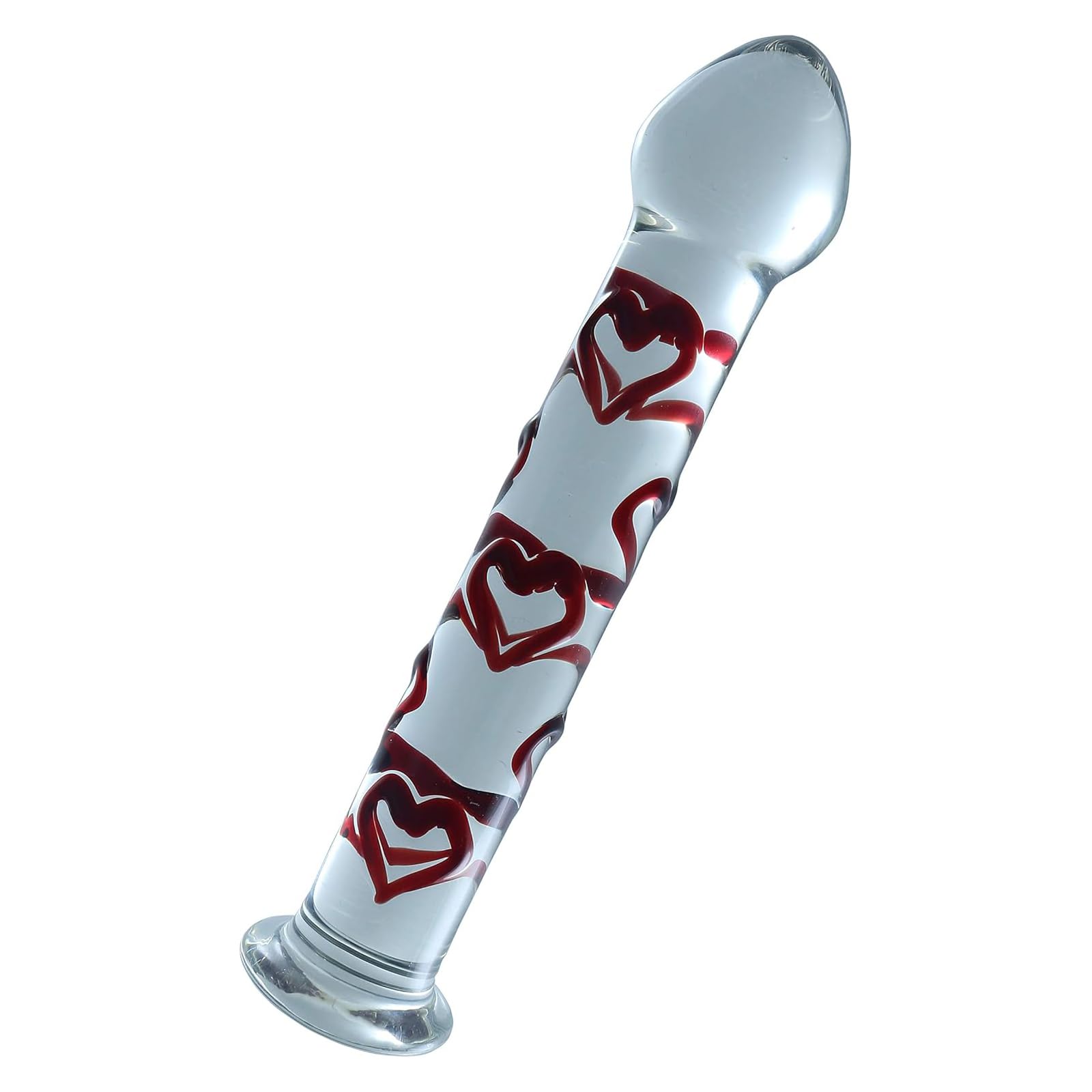 Don Wand Glass Pleasure Wand with Mushroom Tip, Red Sweetheart