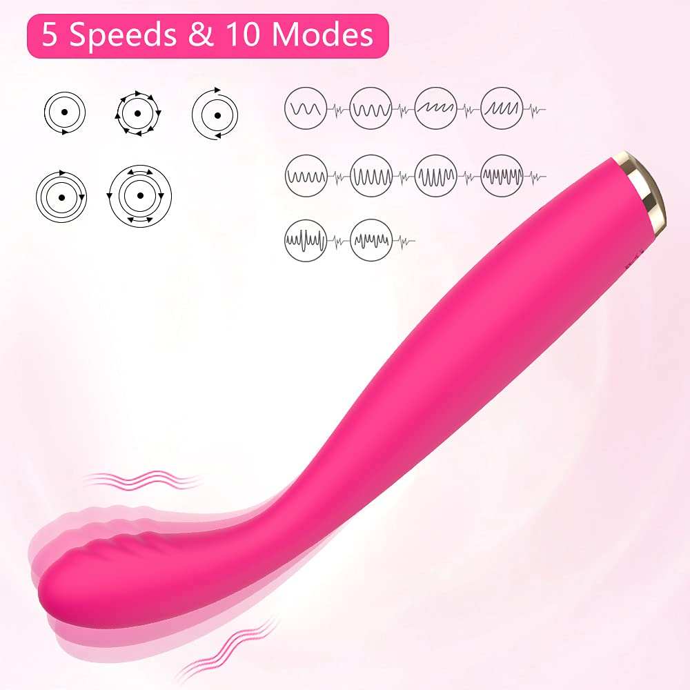 Adorime Rose Vibrator, High-Frequency G Spot Clitoris Vibrator With 5 Speeds & 10 Modes Powerful Clitoral Stimulator, Vibrating Massager Wand For Women For Sex, Pink