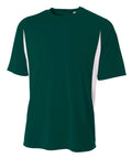 A4 Youth Cooling Performance Color Block Short Sleeve Tee, Forest/White, Large