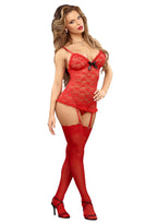 Luv Lace Chemise & G-String Red L/X