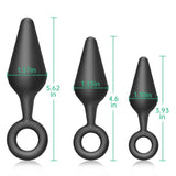 FST Silicone Anal Plug Training Set 3 Sizes with Tapered Top and Safety Ring Butt Plug Kit for Prostate Massage G-Spot Stimulati