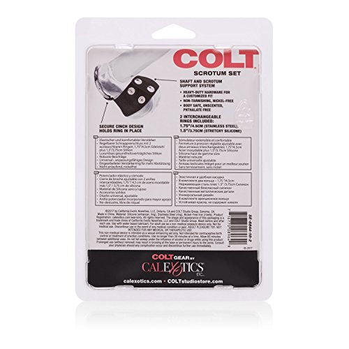 Calexotics Colt Scrotum Set     Silicone Male Enhancement Ring With Support Band     Sex Toys For Men     Black