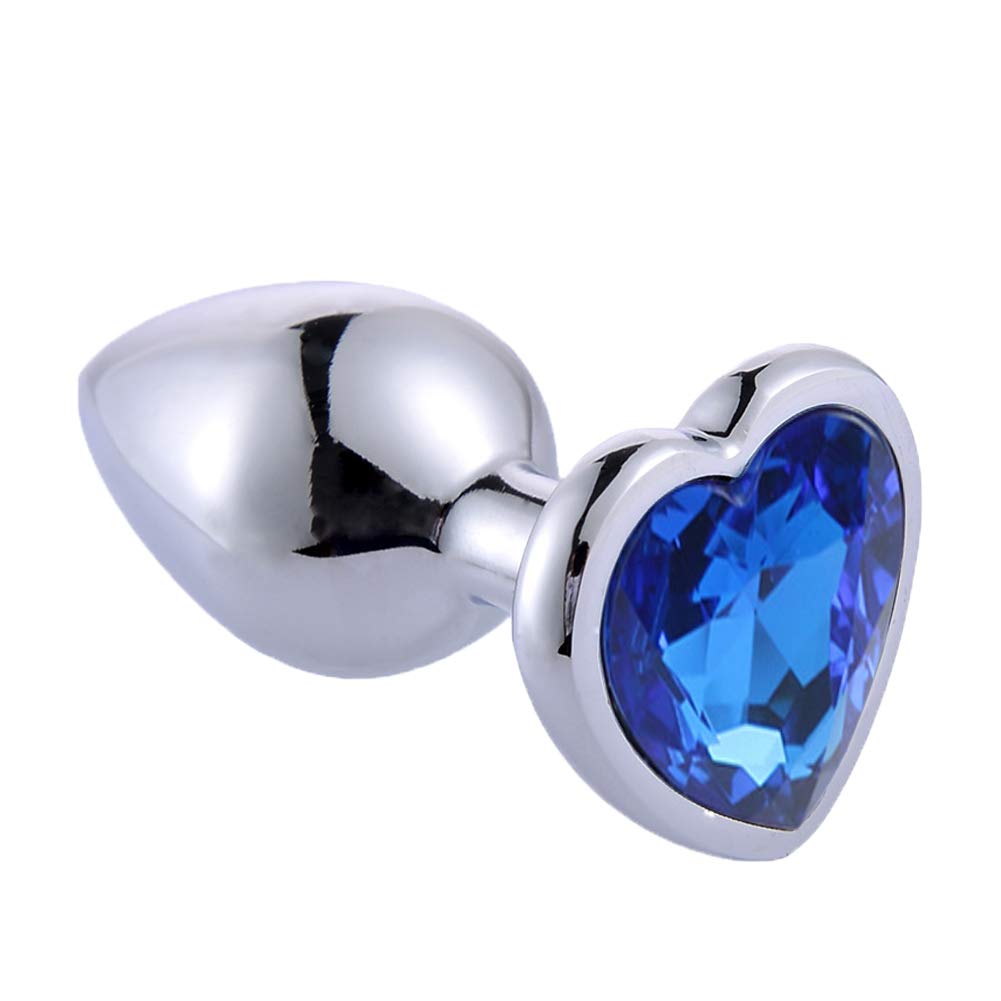 Rustless Metal Anal Butt Plugs Blue Jewelry Heart Shaped Anal Trainer Sex Toys Unisex Valentine 's/Birthday Gift for Lover Romi