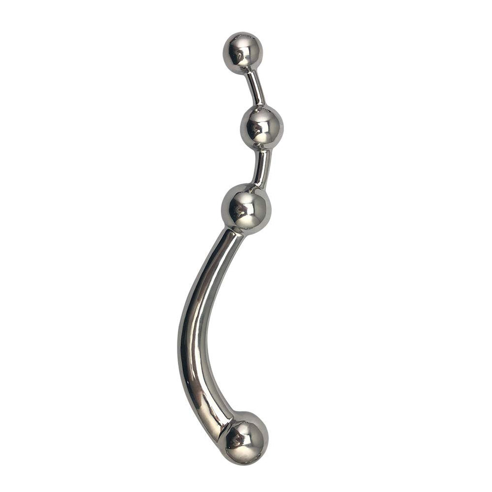 Metal Double-Headed Dildo Female G-Spot Stimulation Pull Bead Anal Plug Massage Masturbation Device Adult Sex Toy