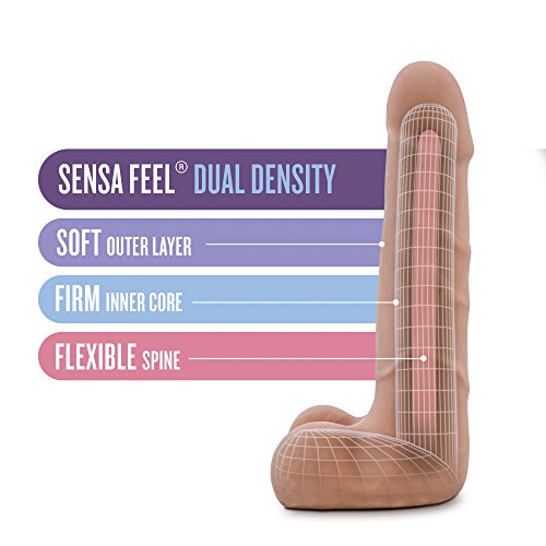 Blush Au Naturel Suave - 7 Inch Ultra Soft Realistic Sensa Feel Dual Density Dildo - Posable Slim Sex Toy For Beginners Anal Women Men Couples - Latin