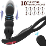 Thrusting Anal Vibrators with C-Ring Male Prostate Massager Adult Toy 10 Vibrating Modes Remote Control Anal Beads Butt Plug Dil