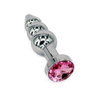 Metal Anal Trainer Butt Plug for Beginners, Eastern Delights 3 Beads Anal Sex Toy, Pink