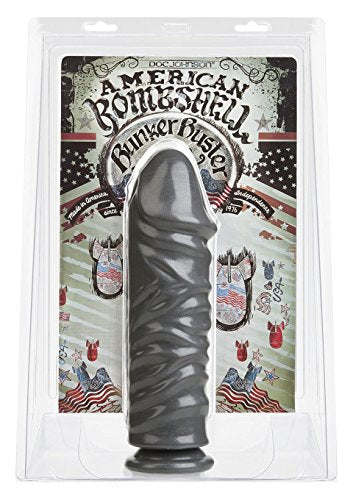 Doc Johnson American Bombshell - Bunker Buster - Dildo Or Butt Plug With Suction Cup - Gunmetal Grey
