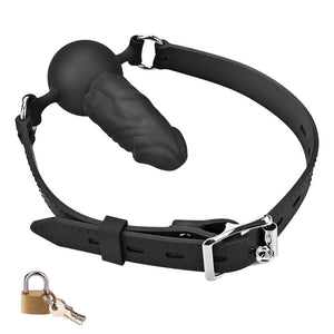 Sex Factory Mouth Ball Gag Wear Adjustable Dildo Penis Mouth Sex Toys Adjustable Leather Straps Strap Lock Sex Games SM Bondage