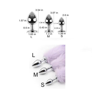 OOIIXX Anal Plug with Sexy Tail for Cosplay, Adult Sex Toys of Stainless Steel Anal Plug (Long Black, Small)