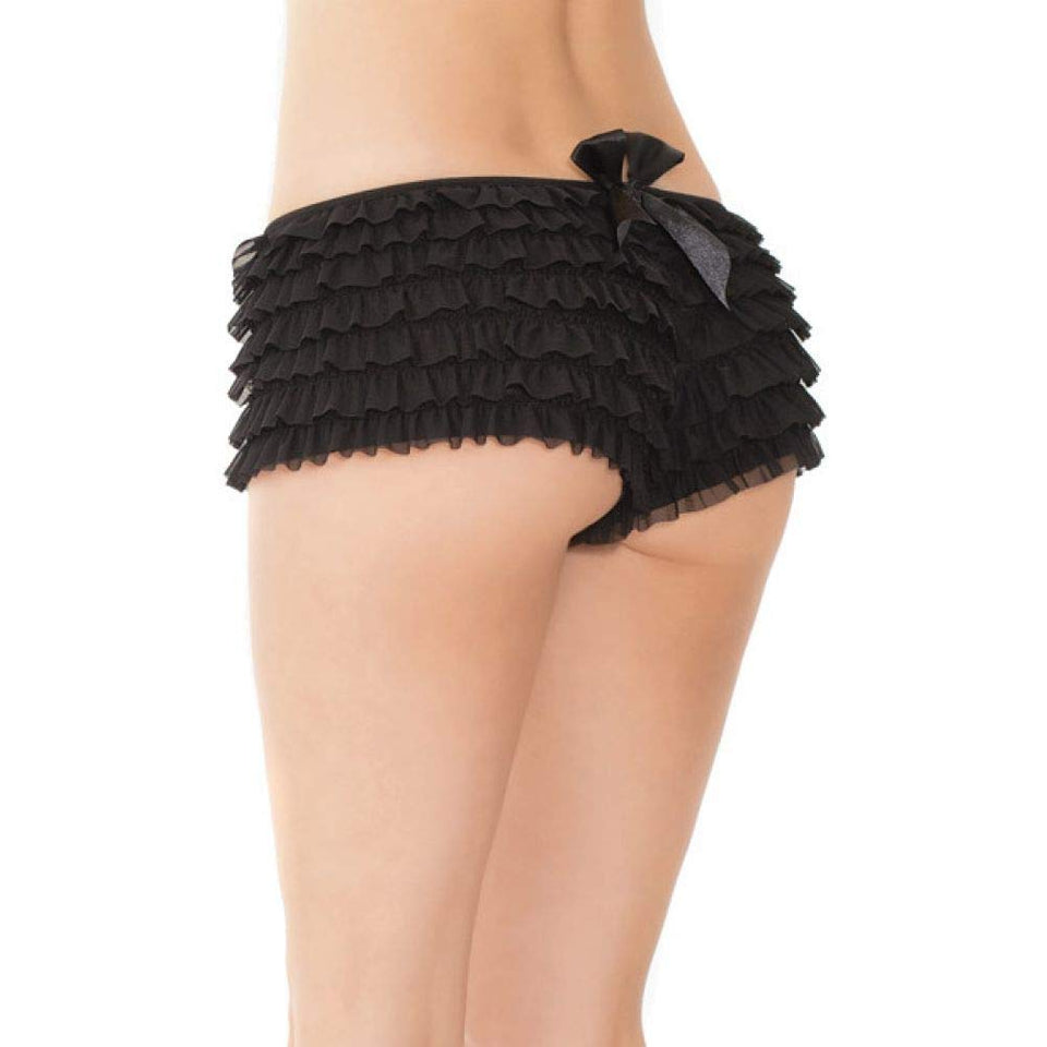 Coquette Women'S Ruffled Rhumba Booty Short, Black, One Size