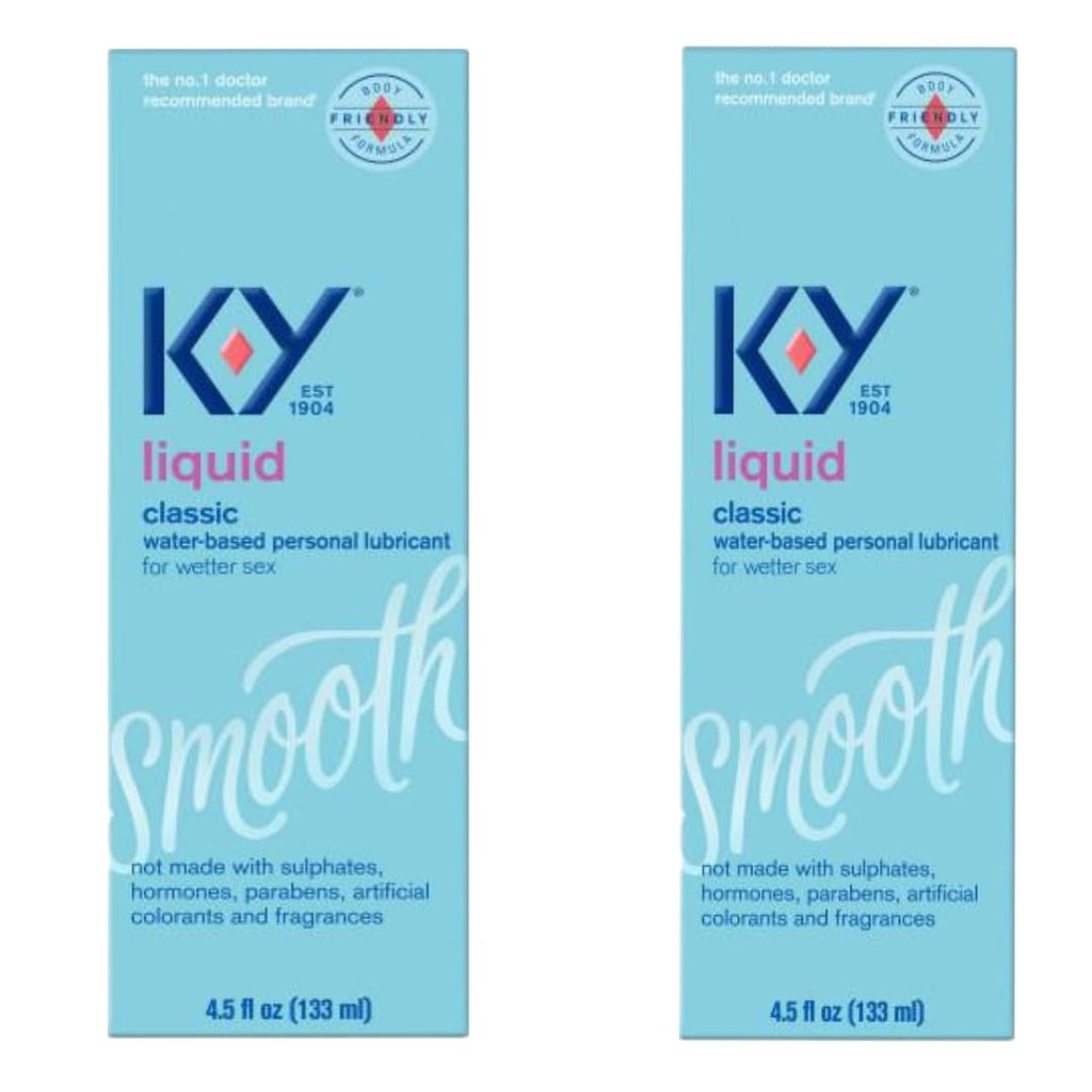 K-Y Liquid Personal Lubricant 4.5 Oz Premium Natural Feeling Water-Based Lube For Men Women & Couples (Pack Of 2)