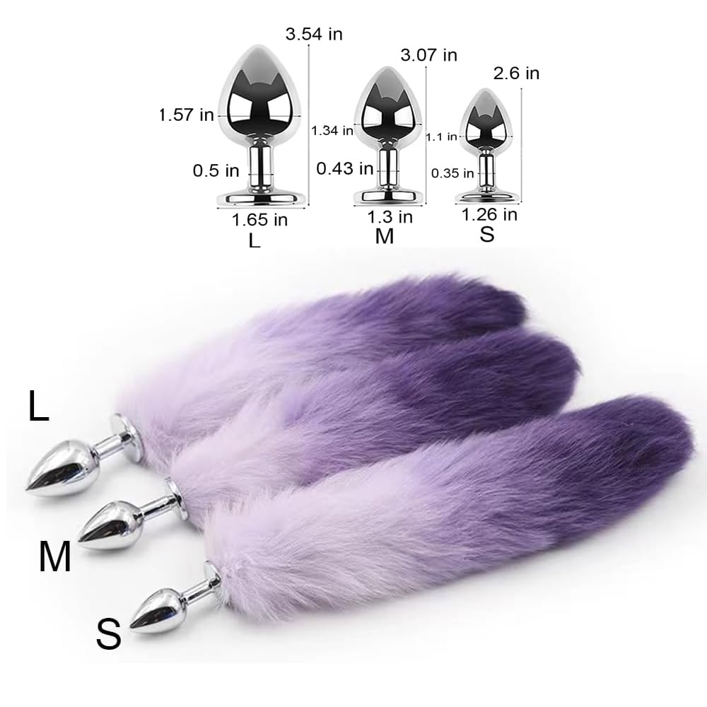 OOIIXX Anal Plug with Sexy Tail for Cosplay, Adult Sex Toys of Stainless Steel Anal Plug (Brown-White Kit, Small)