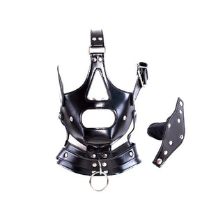 Leather Bondage With Detachable Silicone Dildo Mouth Gag Adjustable Head Harness Bdsm Fetish Slave Restraints For Men Women Coup