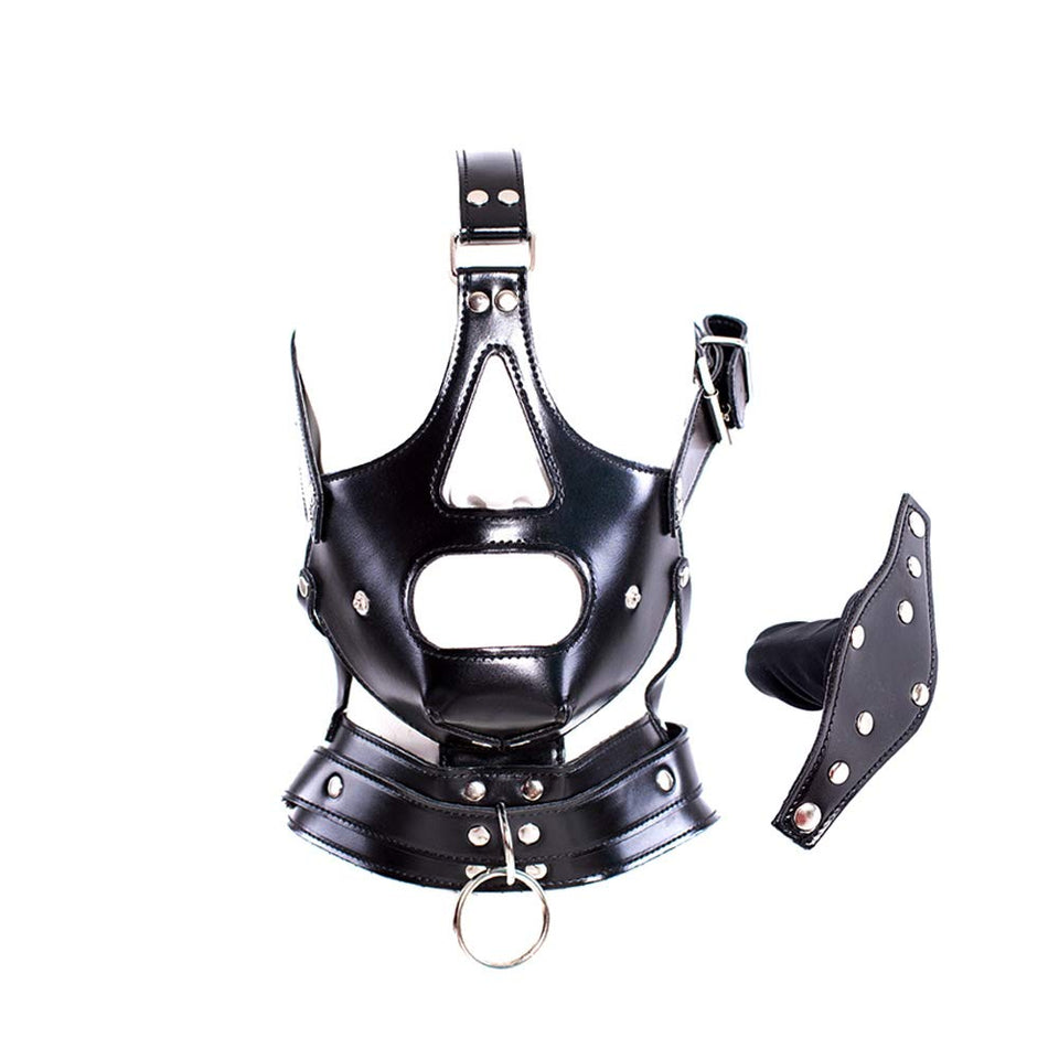 Leather Bondage With Detachable Silicone Dildo Mouth Gag Adjustable Head Harness Bdsm Fetish Slave Restraints For Men Women Coup