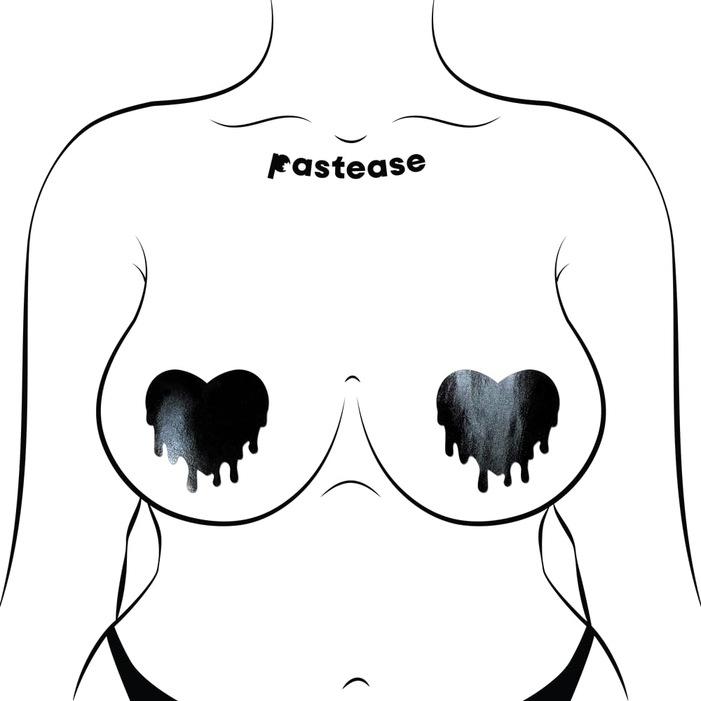 Pastease Faux Latex Black Melty Hearts