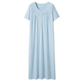 Keyocean Women Nightgowns, Soft Comfortable Lighweight Cotton Short Sleeves Ladies Nightdress, Blue, Medium
