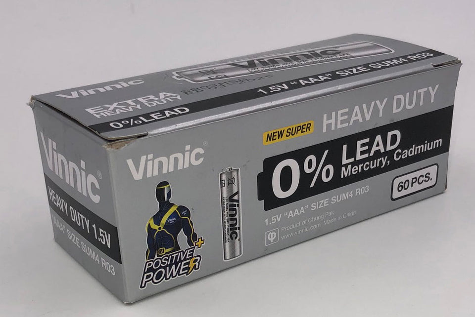 Vinnic Super Heavy Duty Aaa Batteries - 2 Pc./ Shrink Pk. - 60 Pcs. Box