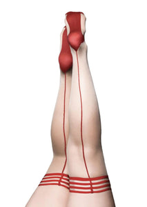 Whitney -Red Back Seam Thigh High - Size D - Nude