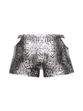 snaked Pouch Short - X-Large - Silver/black