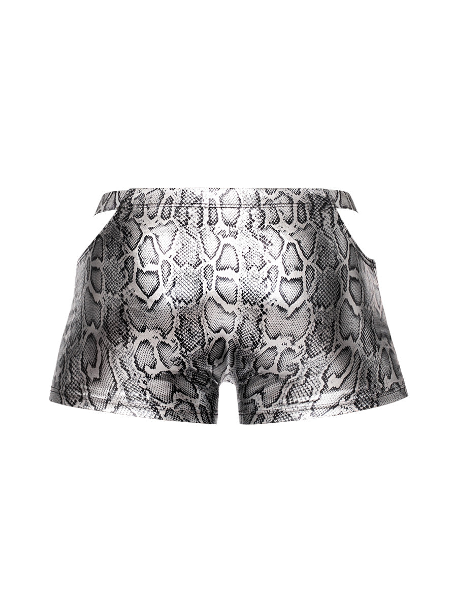 snaked Pouch Short - X-Large - Silver/black