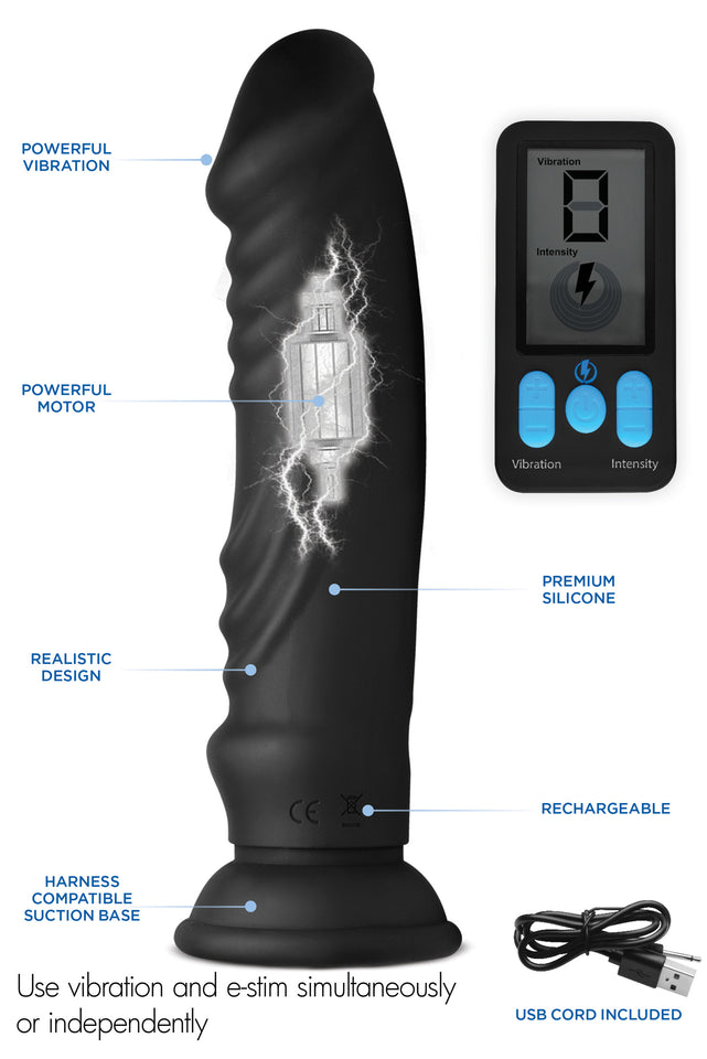 E-Stim Pro 5X Vibrating Dildo With Remote Control
