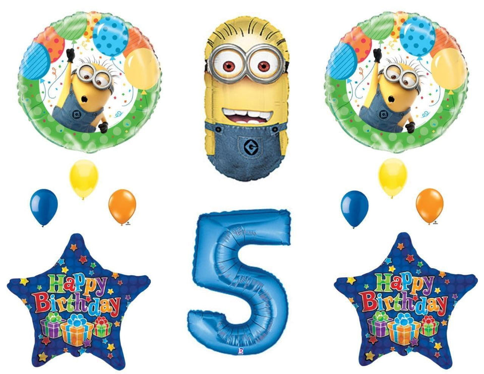 5Th Despicable Me Minions Happy Birthday Party Balloons Decorations Supplies