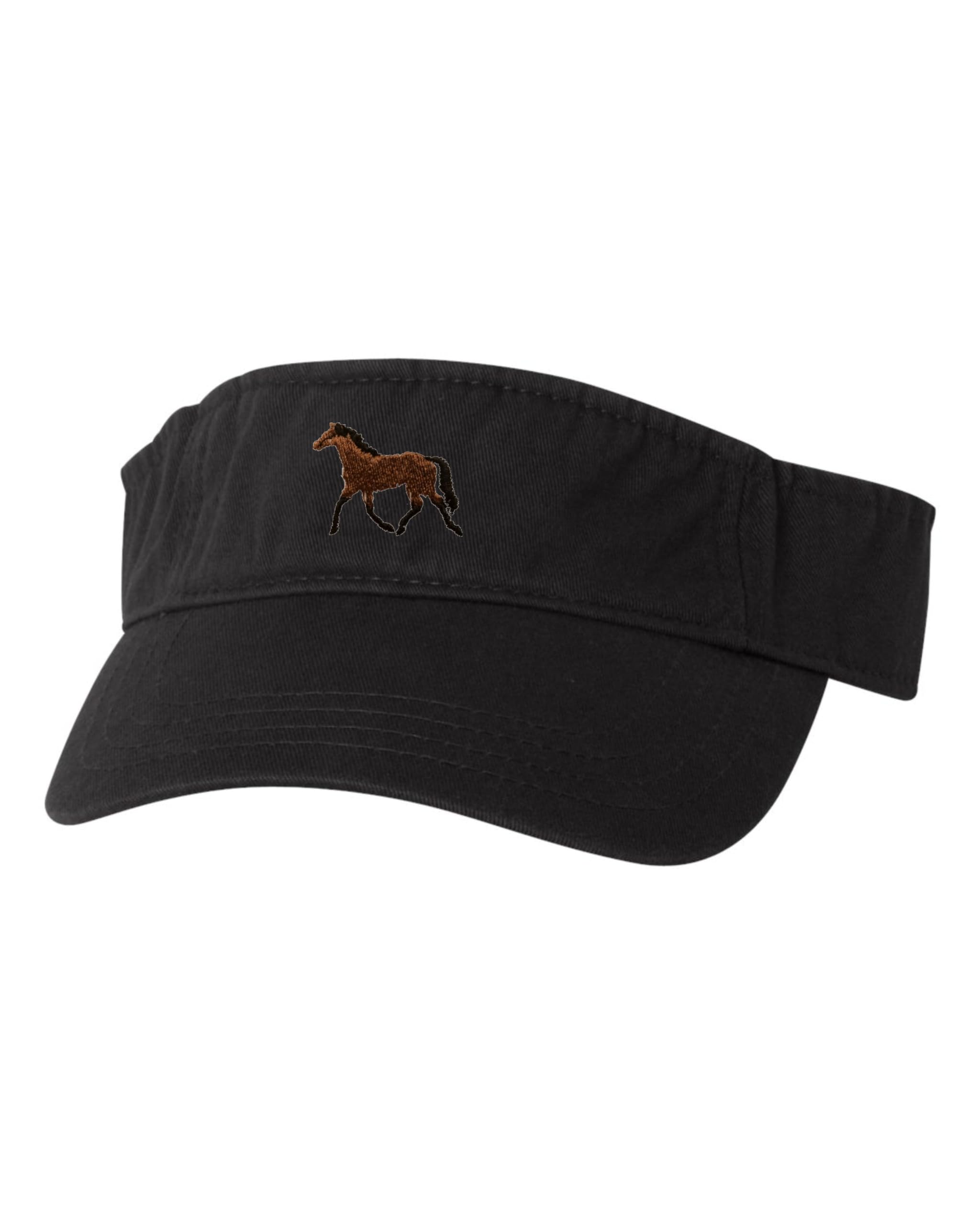 Go All Out One Size Black Visor Horse Embroidered Visor Dad Hat