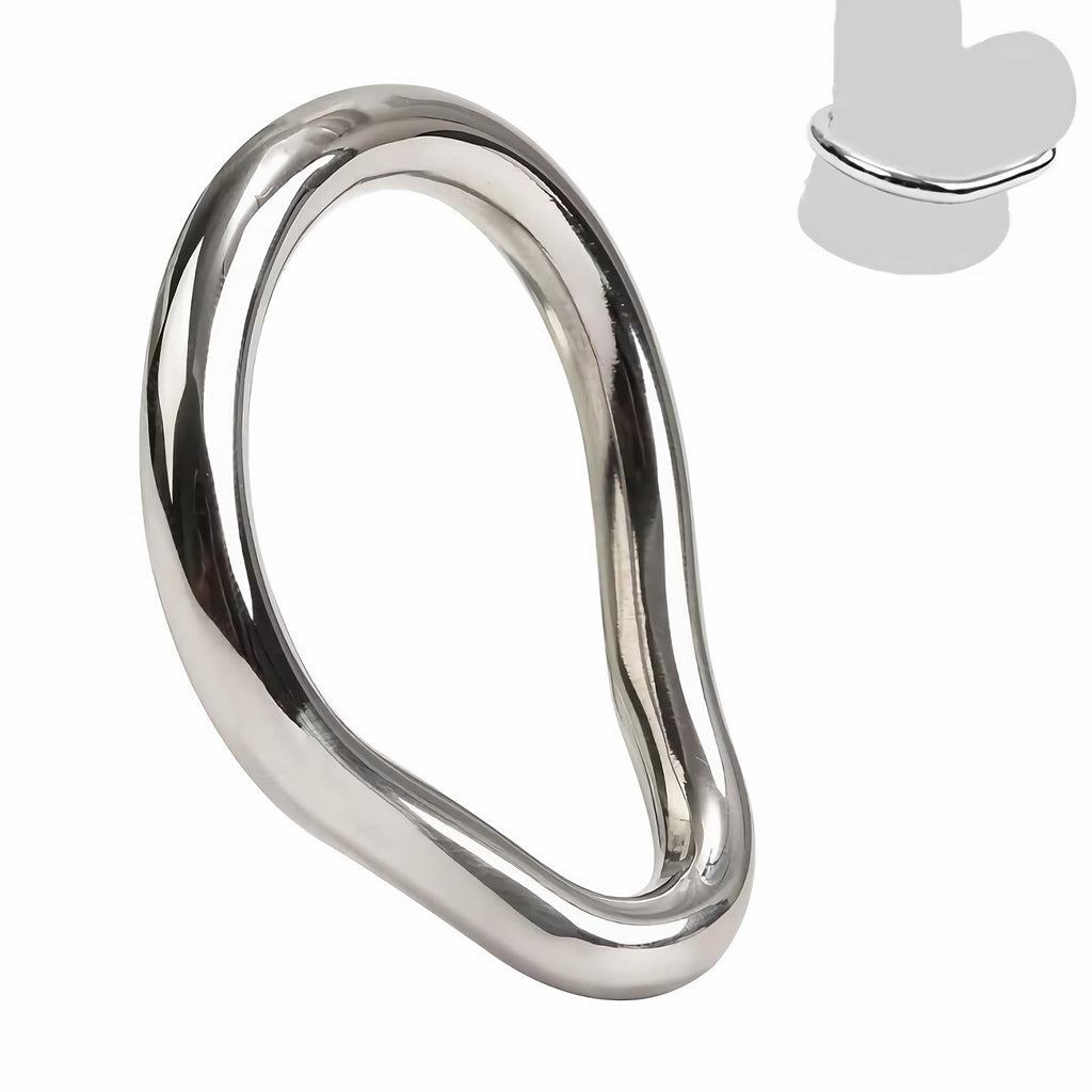 SeLgurFos Penis Ring Stainless Steel Curved Cockrings 7 Different Sizes of Erection Ring Metal Testicle Rings Male Sex Toys Adul