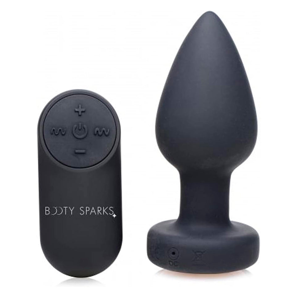 7X Light Up Rechargeable Anal Plug - Medium Black