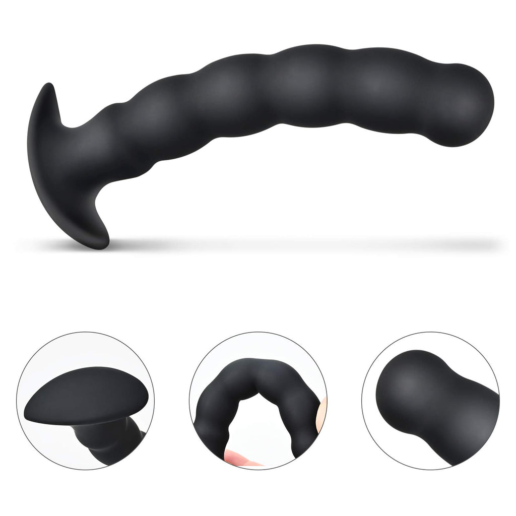 Anal Plug Trainer Kit, Pack of 2 Silicone Butt Plug Training Set Thread Anal Beads with Narrow Flared Base Adult Sex Toy for Men