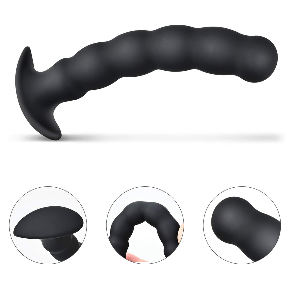 Anal Plug Trainer Kit, Pack of 2 Silicone Butt Plug Training Set Thread Anal Beads with Narrow Flared Base Adult Sex Toy for Men