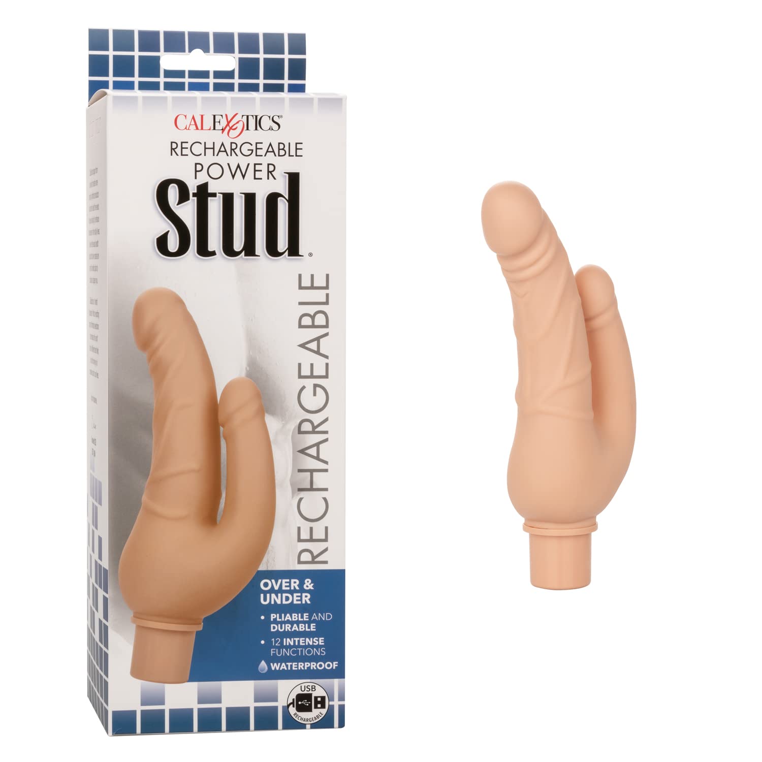 CalExotics Rechargeable Power Stud Over & Under - Ivory, 1 Count, 270 Grams