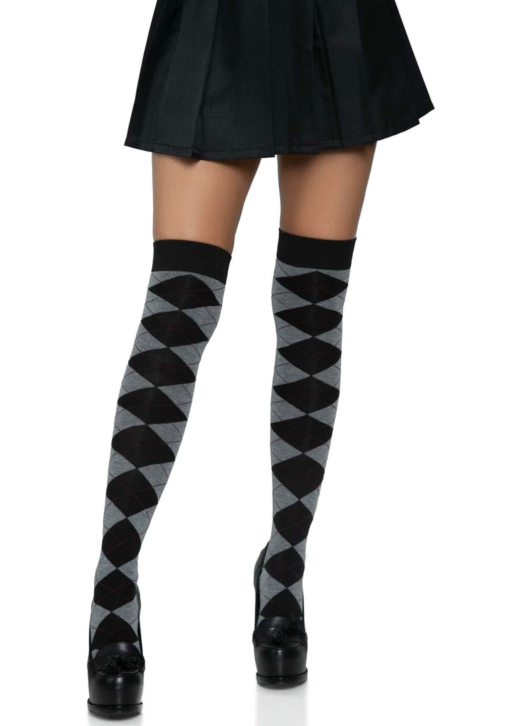 Argyle Knit Over The Knee Sock