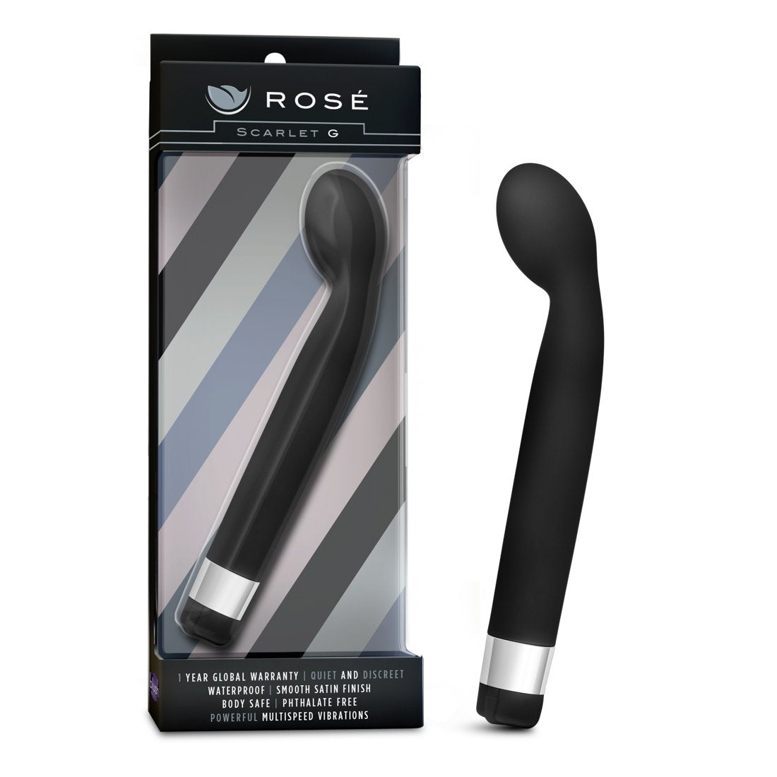 Blush Novelties Rose Scarlet G - Sile Multi Speed Vibrator Wand - Curved Bulbous Tip for Intense G Spot Stimulation - Satin Smoo