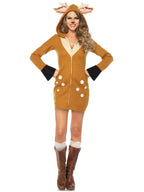Leg Avenue Cozy Fawn, Zipper Front Fleece Brown/Khak Color