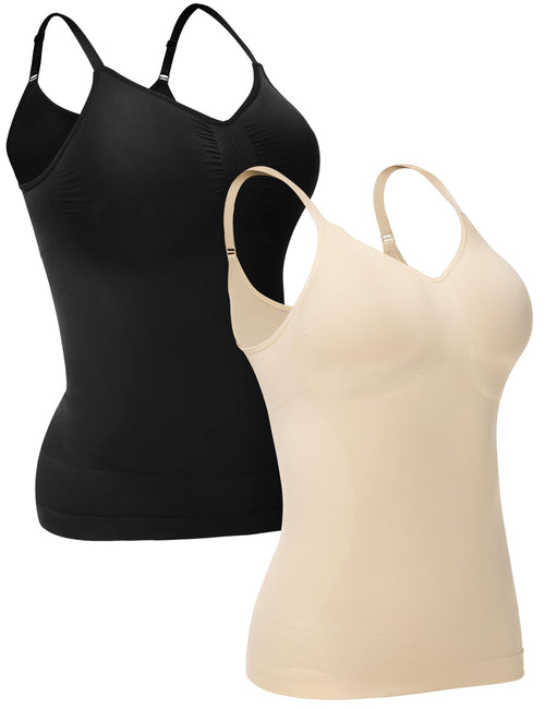 ATTLADY Compression Tank Tops for Women, High Shaping Scoop & V-Neck Cami, Shapewear Tummy Control Camisole