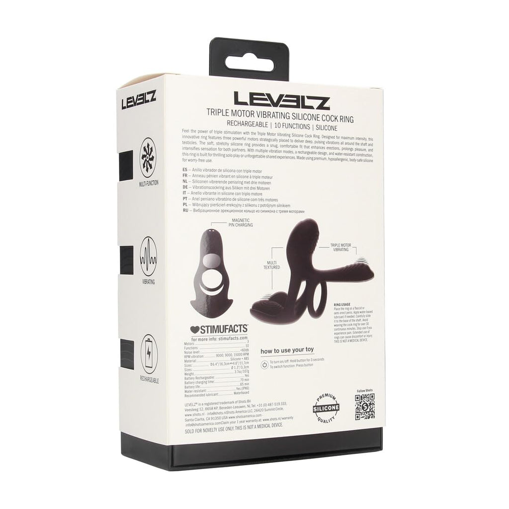 LEVELZ Triple Motor Vibr Sili C-Ring Blk